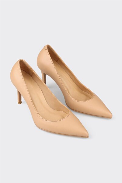 Elle Shoes Naturel Deri Kadın Stiletto