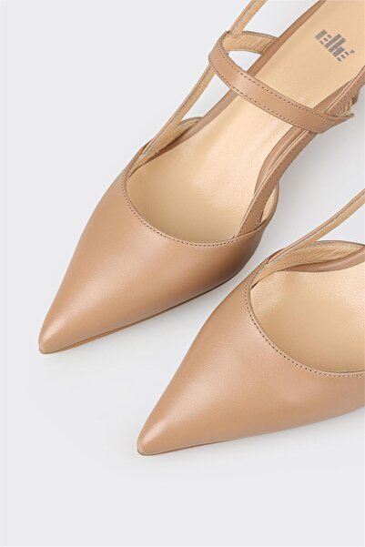 Elle Shoes Naturel Deri Kadın Topuklu Ayakkabı