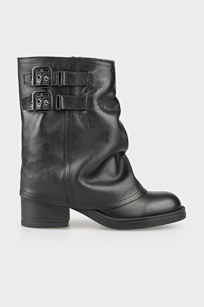 Elle Shoes Siyah Deri Kadın Günlük Bot