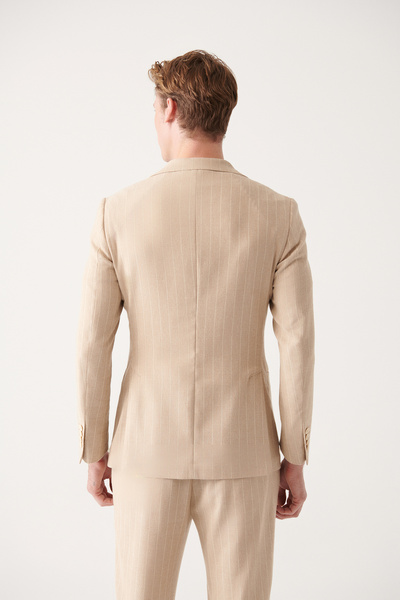 Avva Erkek Bej Keten Karışımlı Astarsız Çift Yırtmaçlı Ceket A31Y4022