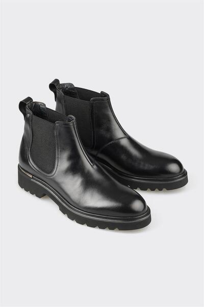 Elle Shoes Siyah Deri Erkek Klasik Bot