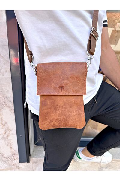 Fil Deri Genuine Leather - Magnetic - Hanger - Zippered - Shoulder Bag 1012