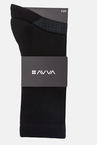 Avva Мъжки черни шарени чорапи от 2 части A31y8500