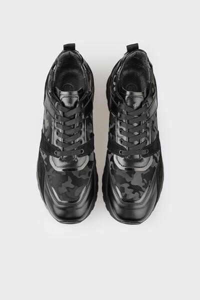 Elle Shoes Black Leather Men's Sports Shoes