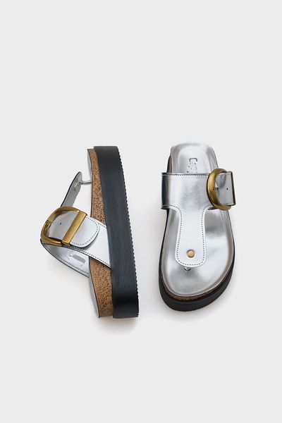 Capone Outfitters Margot Wedge Heeled Flip Flop Single Buckle Women's Comfort Slippers