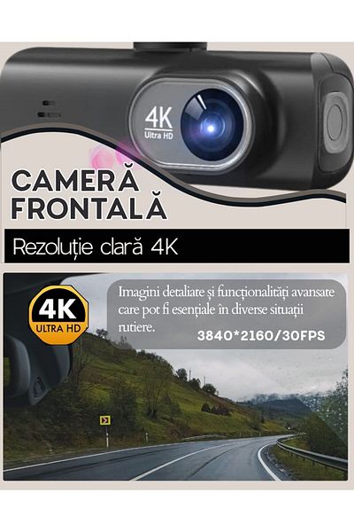QOVU Camera auto DVR QOVU®Dubla 4K-2K, WiFi, V22