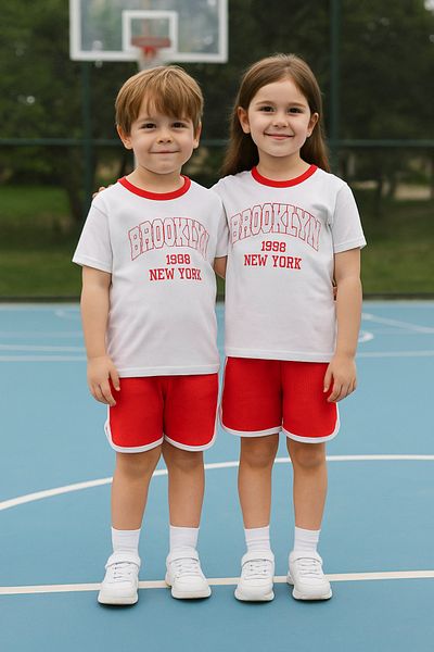 LUESS Boy's 100% Cotton Printed Oversize Bottom Top Set Red (2-3 Years 7-8 Years)