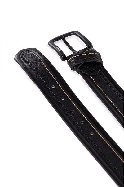 Avva Men's Black Patterned 100% Leather Belt A31y9321