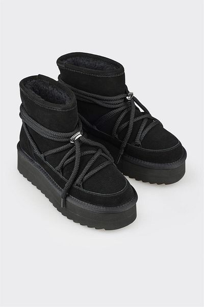 Elle Shoes Γυναικείες Μαύρες Δερμάτινες Μπότες