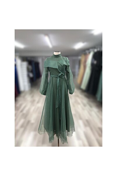 Bijutek Rochie de seară din tul cu sclipici și mâneci cu dantelă