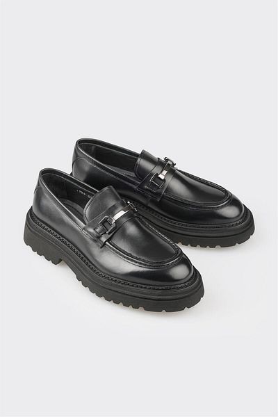 Elle Shoes Черни кожени мъжки ежедневни обувки