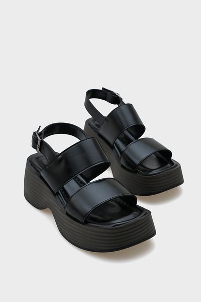 Capone Outfitters Sandale de damă Dora cu toc cu pană cu bretele duble