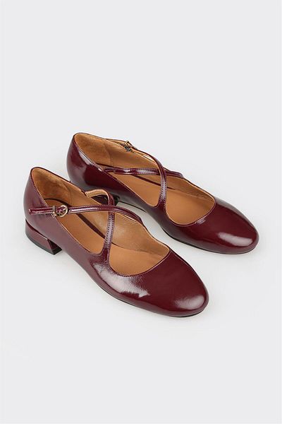 Elle Shoes Pantofi casual de damă din piele roșie Claret