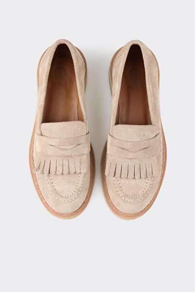 Elle Shoes Bej Deri Kadın Loafer
