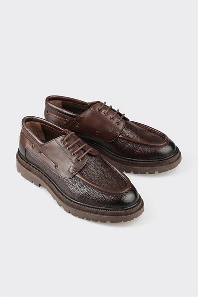 Elle Shoes Καφέ Δερμάτινα Ανδρικά Casual Παπούτσια