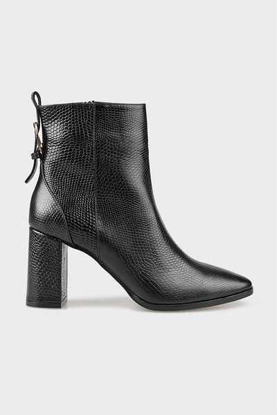 Elle Shoes Μαύρα δερμάτινα γυναικεία κλασικά μποτάκια