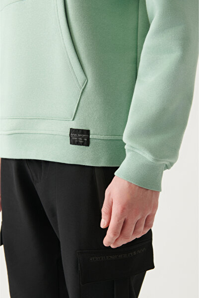 Avva Pánská vodově zelená mikina s potiskem A31Y1301 s kapucí