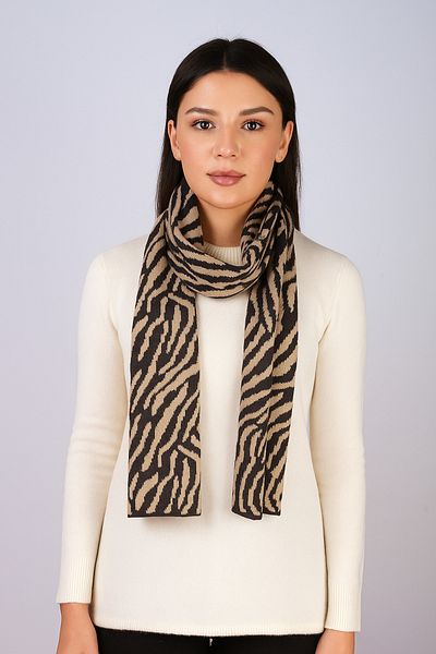 Sebir Moda Zebra Patterned Knitwear Scarf