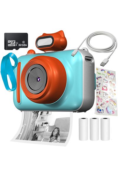 SMARTIC Camera, instant printing, Ultra HD 2.5K, 2.0”, 1200mAh, games, MP3, memory card GIFT