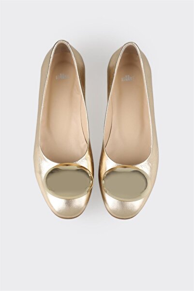 Elle Shoes Zlaté kožené dámské denní baleríny