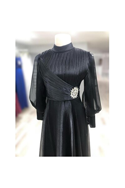 Bijutek Önü Taş Detaylı Çapraz Drapeli Janjan Tesettür Abiye Özel Gün- Davet / Mezuniyet