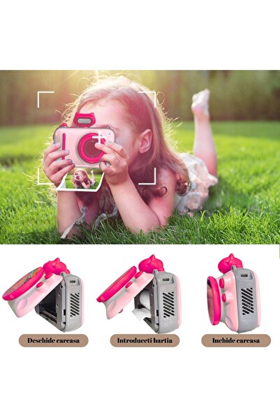 SMARTIC Aparat copii printare instant, UltraHD 2.5K, 48MP, 2.0", SD 32GB+3 role, selfie+8 jocuri+MP3