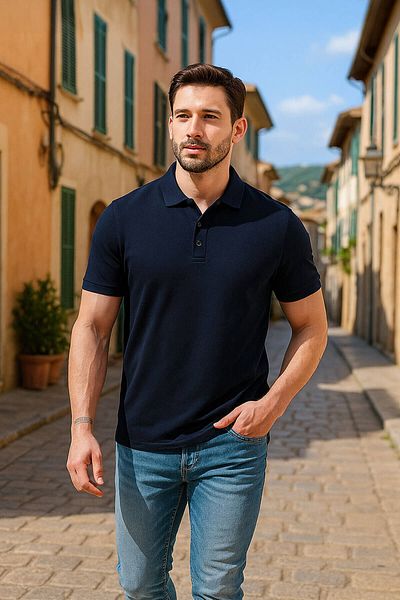 MARKAPIA Ανδρικό μπλουζάκι Polo Neck - 100% βαμβάκι