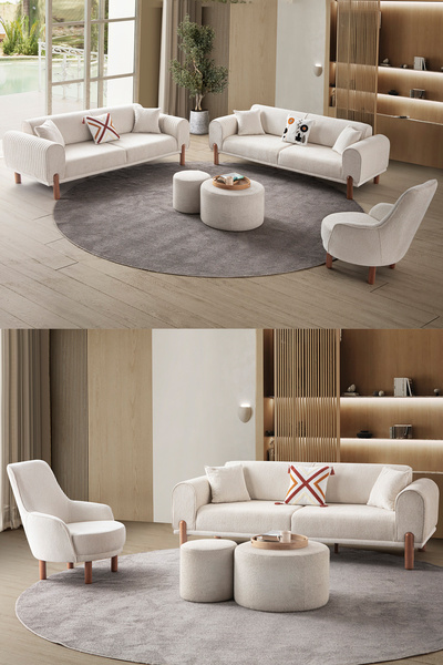 EDSY HOME Armoni 3+3+1+1 Koltuk Takımı Krem