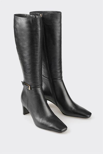 Elle Shoes Black Leather Women's Boots