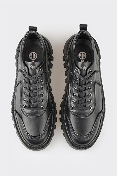 Elle Shoes Black Leather Men's Sports Shoes