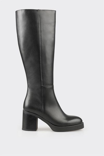 Elle Shoes Black Leather Women's Boots