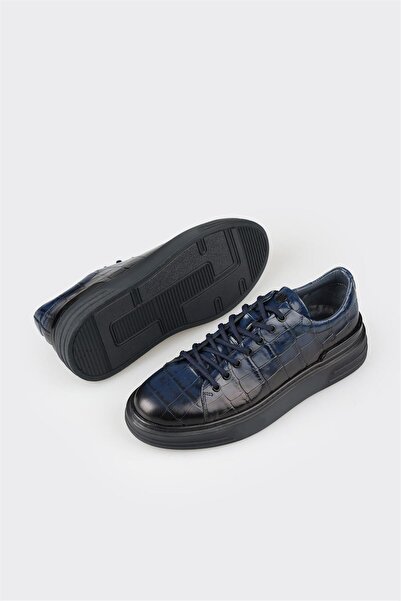 Elle Shoes Δερμάτινα ανδρικά αθλητικά παπούτσια Navy Blue