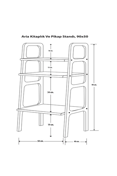 Woodesk Aria, Ahşap Kitaplık Ve Pikap Standı, 90x50, Cpt4678-50