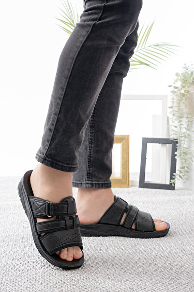 TERLİKLAND Erkek Yazlık Kalın Topuklu Tank Sokak Terliği-ev Terliği Siyah