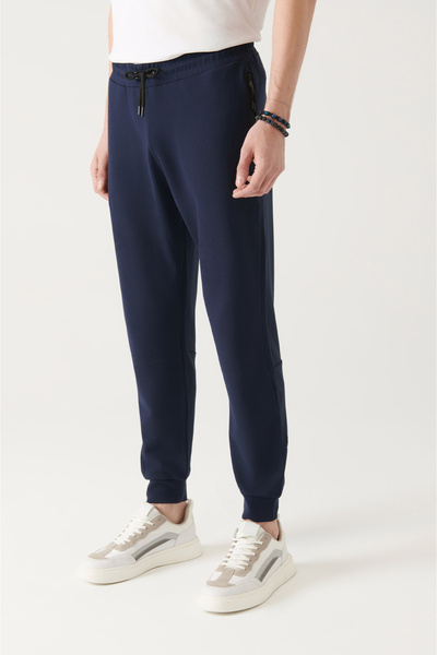 Avva Férfi sötétkék derék fűzős oldalzsebek, rugalmas szárú melegítőnadrágok A31y3400