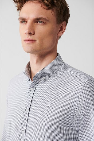Avva Men's Black Easy-Iron Buttoned Collar Dobby Shirt A31Y2064