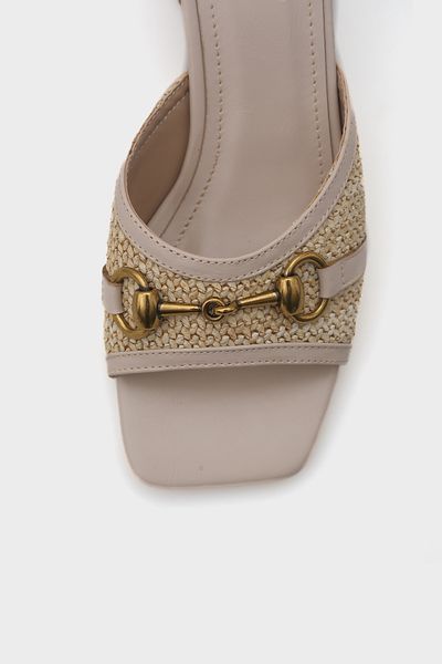 Capone Outfitters Natalie Wicker Medium Heeled Wooden Buckle Women's Slippers