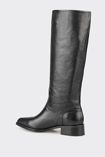 Elle Shoes Μαύρες Δερμάτινες Γυναικείες Flat Μποτάκια