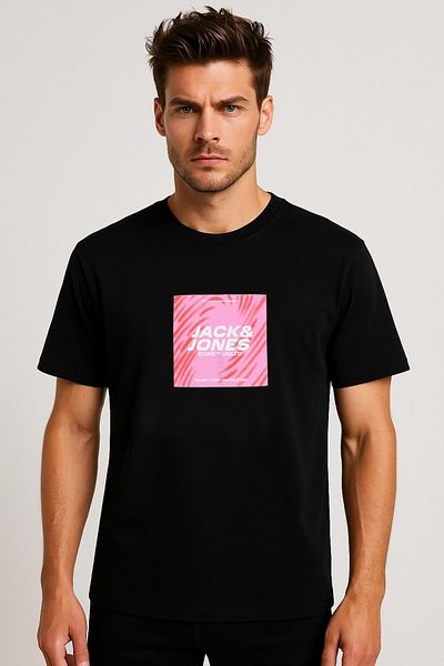 Jack & Jones Men's Logo Printed T-Shirt Black
