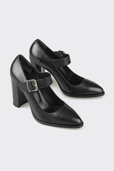 Elle Shoes Black Leather Women's Shoes