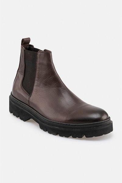 Avva Men's Brown 100% Leather Chelsea Boots A22y8007