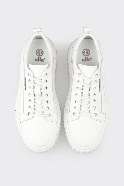 Elle Shoes Λευκά Δερμάτινα Ανδρικά Αθλητικά Παπούτσια