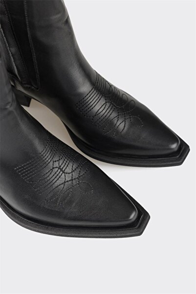 Elle Shoes Siyah Deri Kadın Klasik Bot