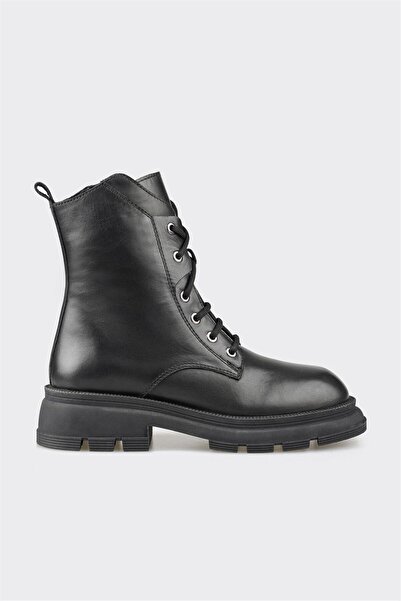 Elle Shoes Siyah Deri Kadın Günlük Bot