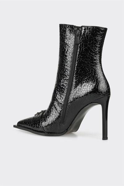 Elle Shoes Μαύρα γυναικεία κλασικά ψηλοτάκουνα μποτάκια