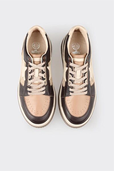 Elle Shoes Brown Leather Women's Sports Shoes