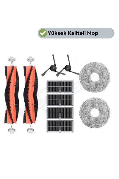 robotyedek Dreame X40 Ultra L40 Ultra Compatible Rubber Brush Hepa Filter Mop Set-10 Pieces