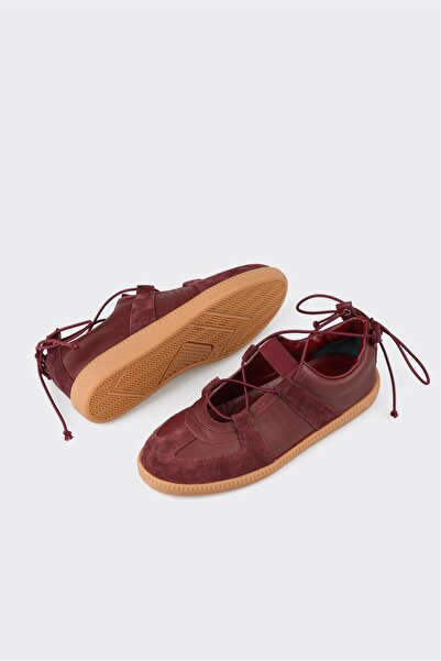 Elle Shoes Claret Red Leather Women's Sports Shoes