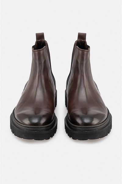 Avva Men's Brown 100% Leather Chelsea Boots A22y8007