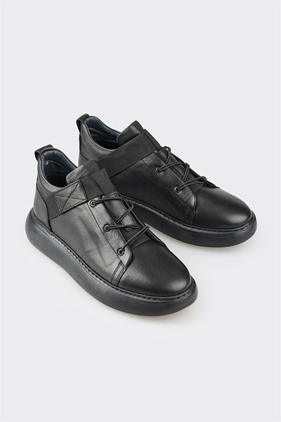 Elle Shoes Черни кожени мъжки спортни боти